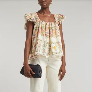 FARM Rio DELICATE FOREST SCARVES BLOUSE SIZE S NWT